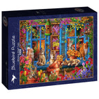 Window Shelf Cats - 1000 Piece Jigsaw Puzzle (Bluebird Puzzle)