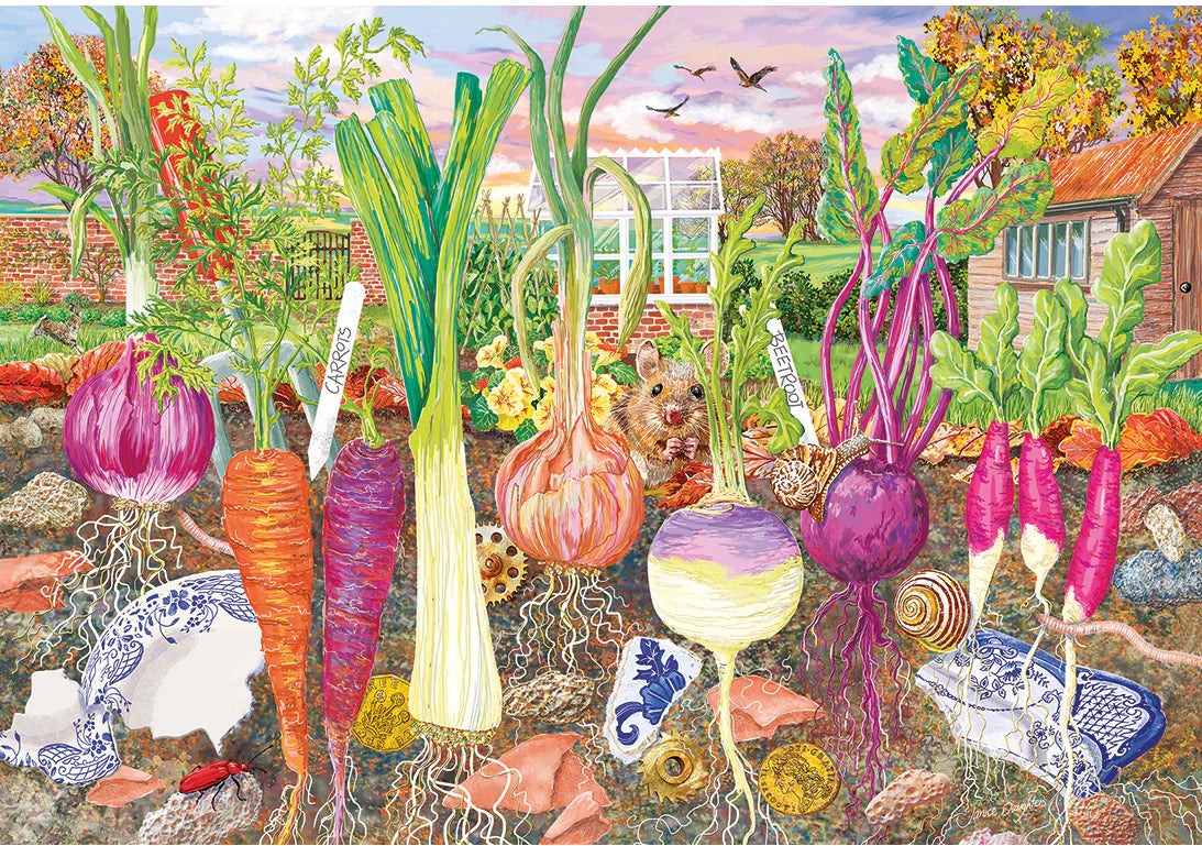 Artwork, puzzle 1 of 4: Roots & Shoots by Janice Daughters - 4 x 500 Piece Jigsaw Puzzle (Gibsons)