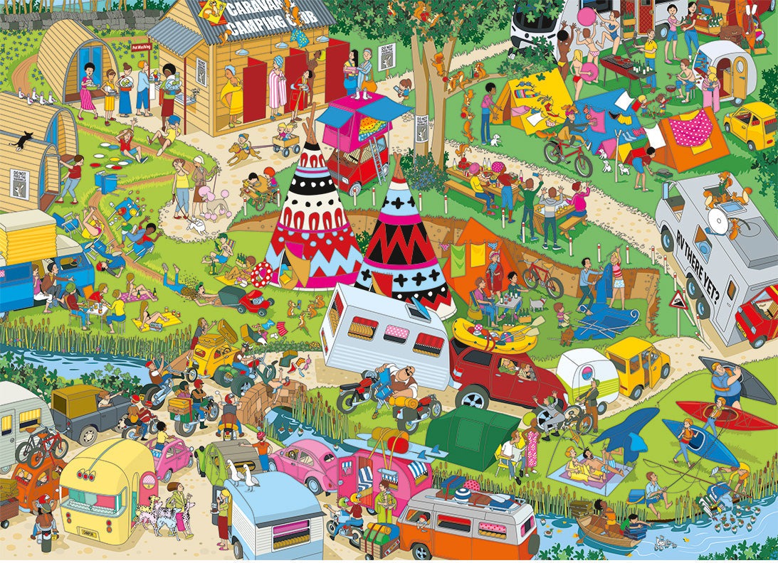 Artwork: Campsite Capers by Jokesaws – 1000 Piece Jigsaw Puzzle (Gibsons)