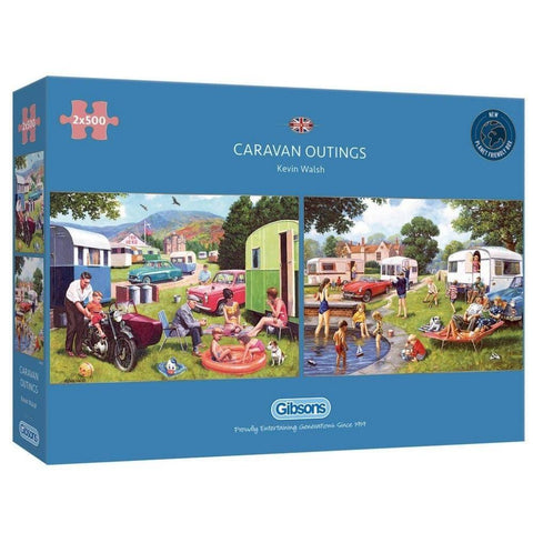 Box, turned right: Caravan Outings – 2 X 500 Piece Jigsaw Puzzle (Gibsons)