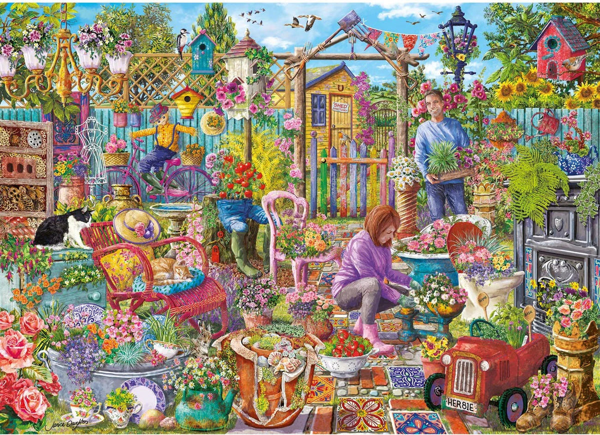 Artwork: Upcycled Garden by Janice Daughters - 1000 Piece Jigsaw Puzzle (Gibsons)