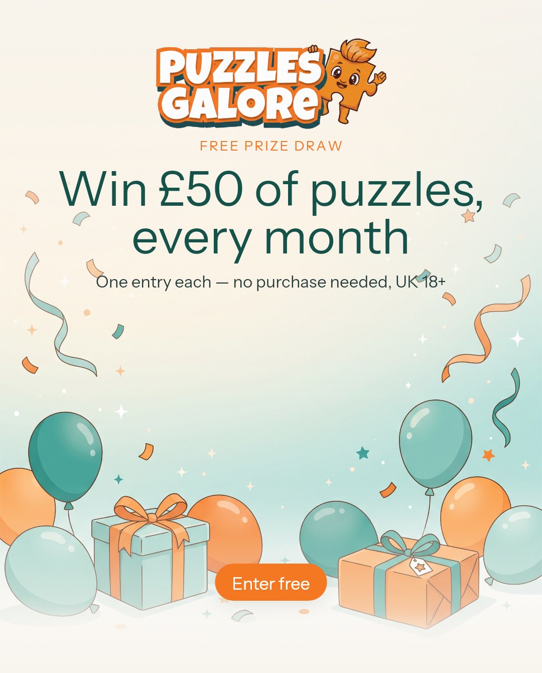 Win £50 of puzzles every month — enter our free monthly prize draw