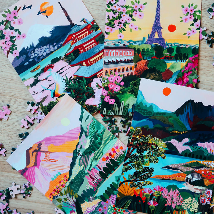 Corners of the World – 4 x 500 Piece Jigsaw Puzzles (Gibsons)