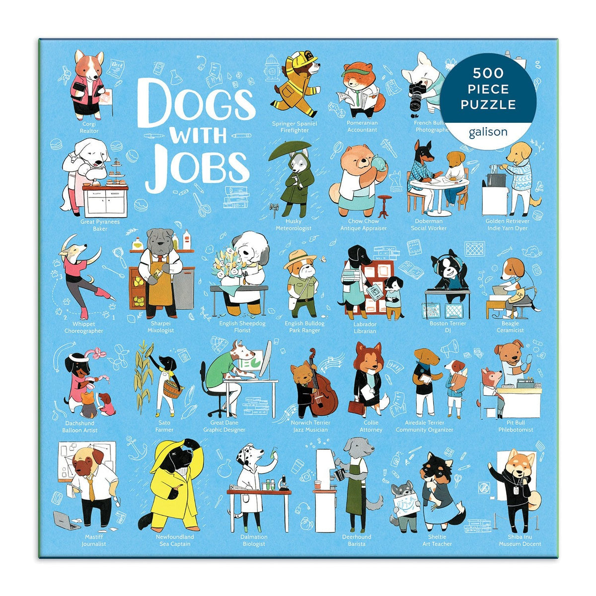 Box, straight on: Dogs With Jobs – 500 Piece Jigsaw Puzzle (Galison)