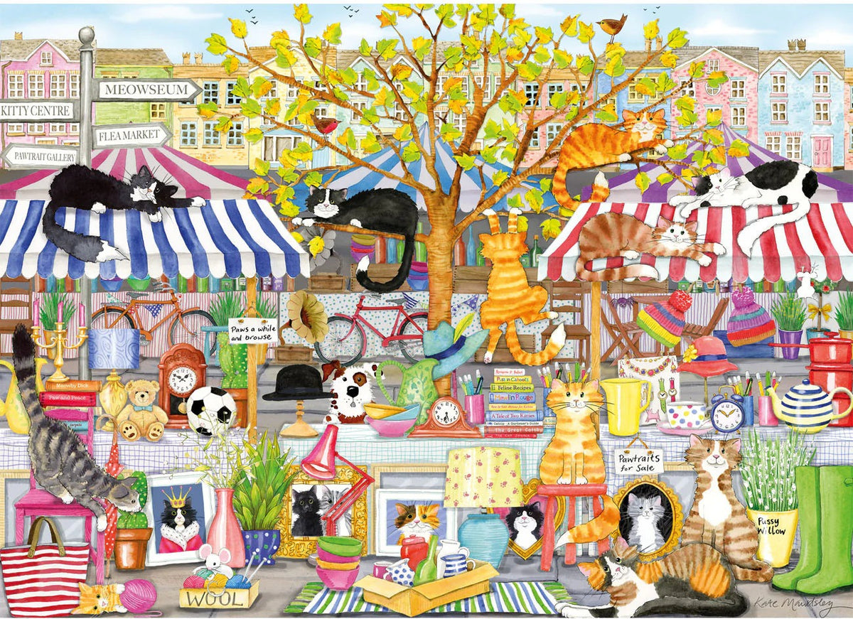 Artwork: Flea Market Moggies by Kate Mawdsley - 1000 Piece Jigsaw Puzzle (Gibsons)