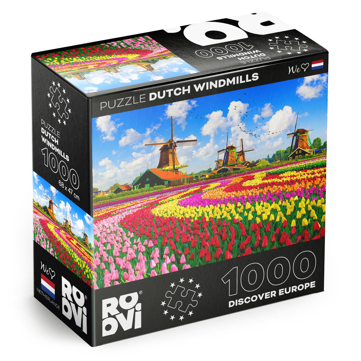 Dutch Windmills, Netherlands – 1000 Piece Jigsaw Puzzle (Roovie)