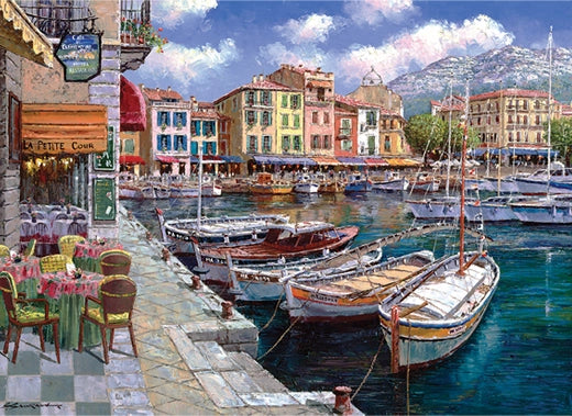 Cafe in Cassis - 1000 Piece Cobble Hill Jigsaw Puzzle (with Poster)