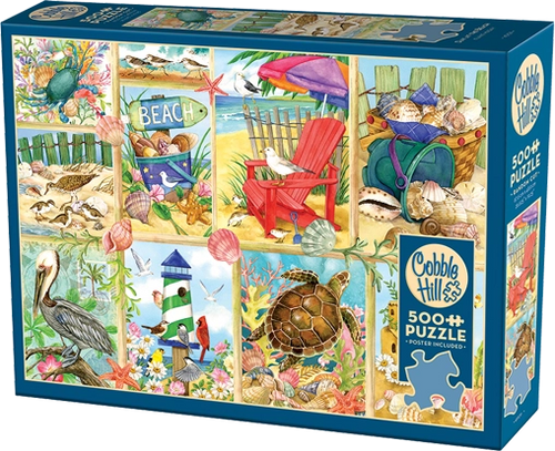 Beach Days Collage - 500 Piece Jigsaw Puzzle (Cobble Hill) - Completed Puzzle