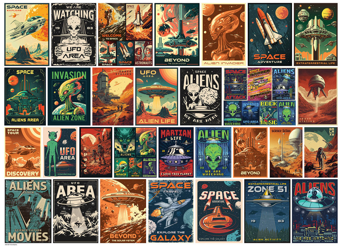 Vintage Alien Posters – 1000 Piece Jigsaw Puzzle (Eurographics)