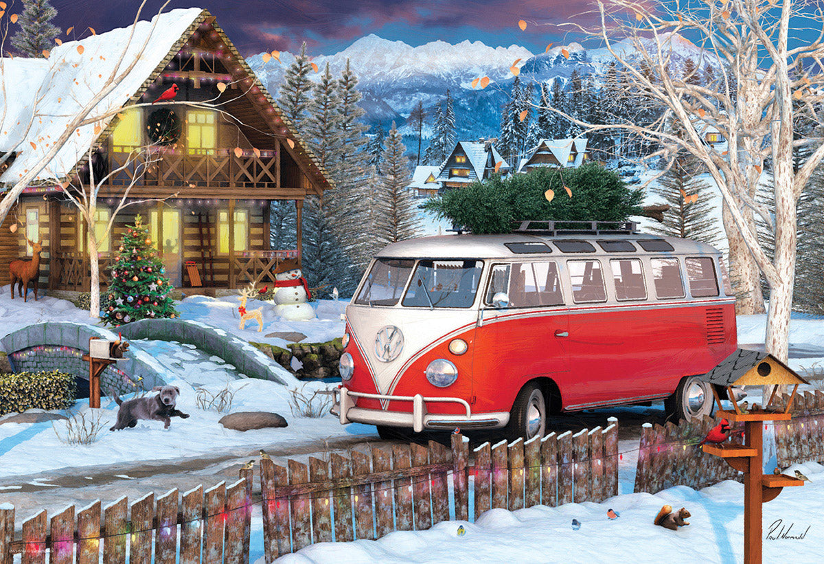 VW Christmas Bus Tin – 550 Piece Jigsaw Puzzle (Eurographics)