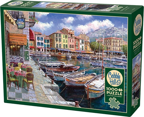 Cafe in Cassis - 1000 Piece Cobble Hill Jigsaw Puzzle (with Poster)