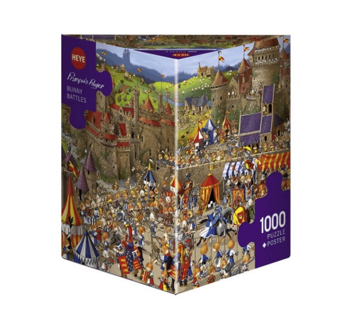 Bunny Battles by François Ruyer – 1000 Piece Jigsaw Puzzle + Poster (Heye)