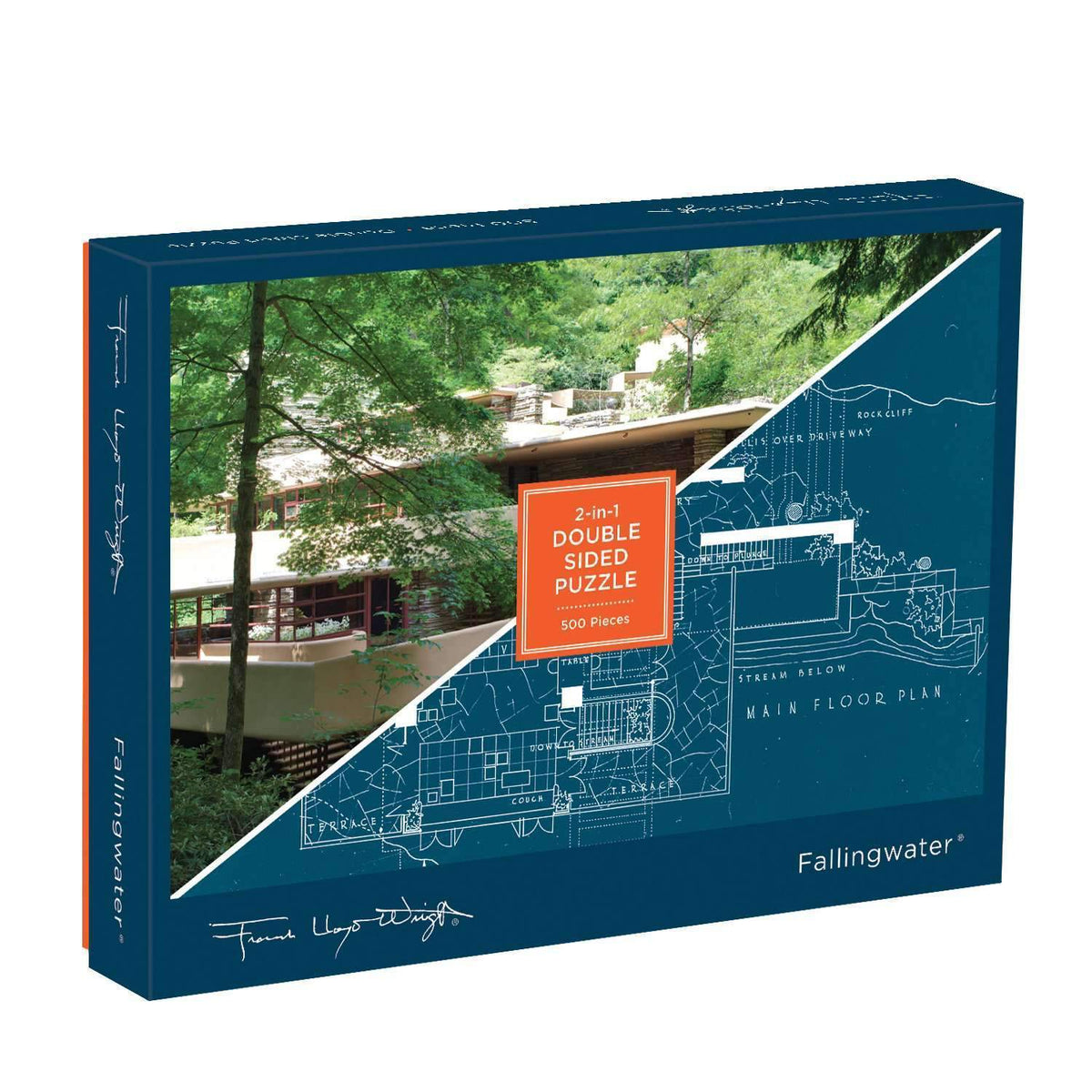 Box, turned right: Fallingwater by Frank Lloyd Wright – 500 Piece Jigsaw Puzzle (Galison)