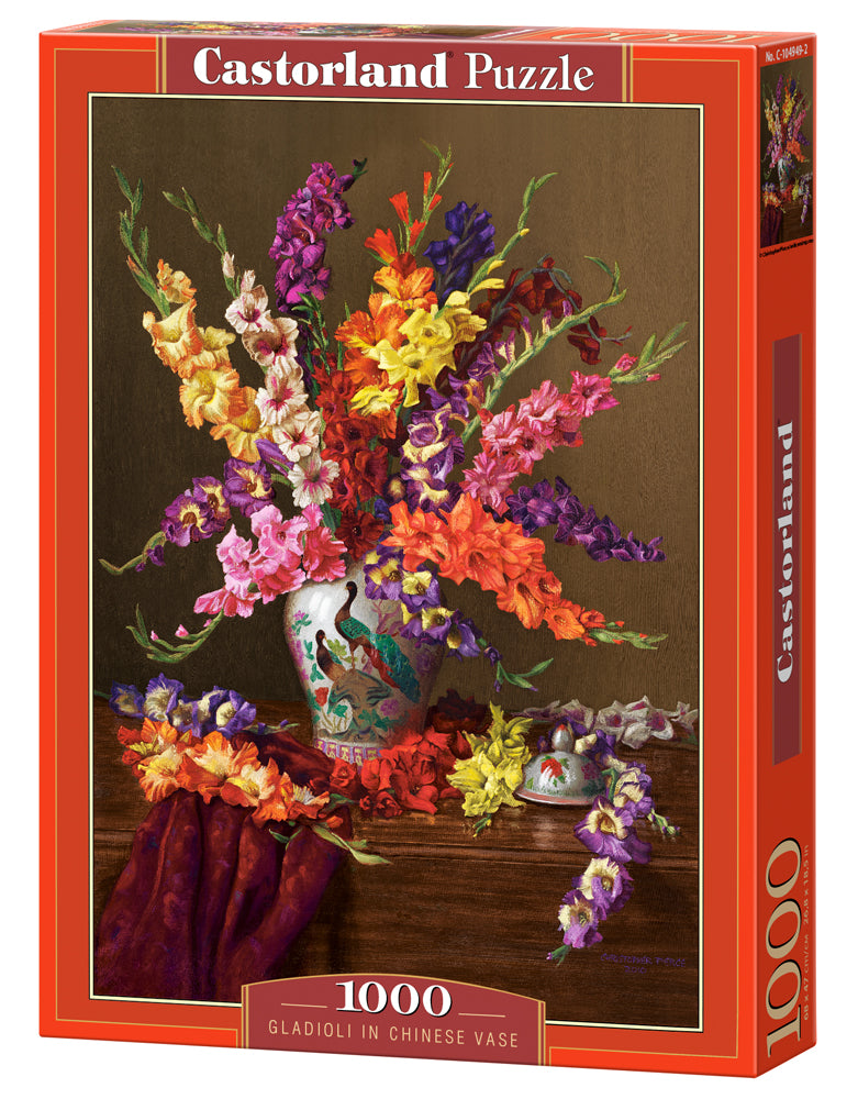 Gladioli in Chinese Vase – 1000 Piece Jigsaw Puzzle (Castorland)