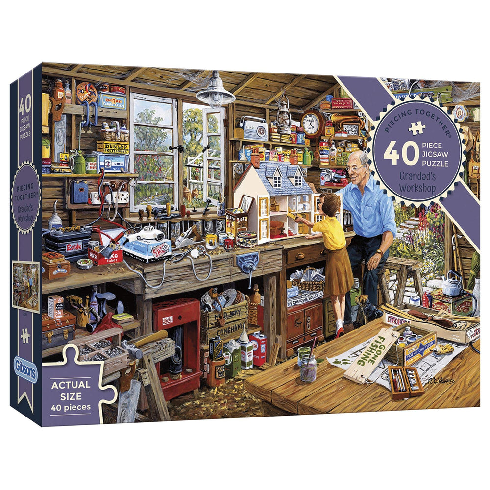 Grandad's Workshop – 40 Piece Jigsaw Puzzle (Gibsons) - Completed Puzzle