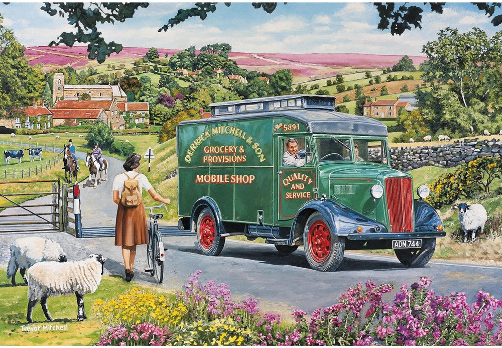 Artwork, puzzle 2 of 4: Mitchell's Mobile Shop – 4 x 500 Piece Jigsaw Puzzles (Gibsons)
