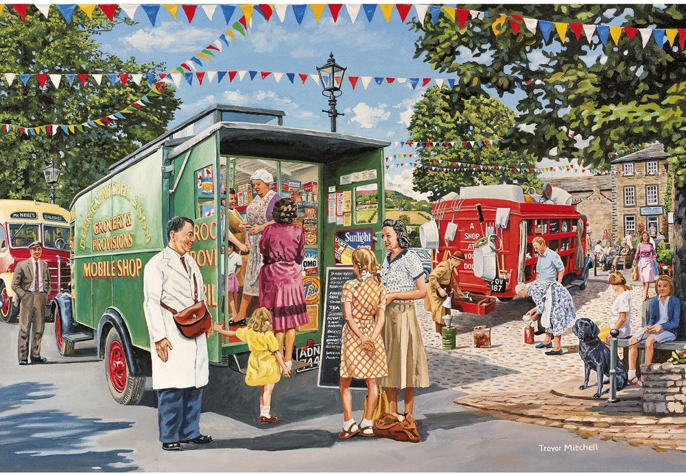 Artwork, puzzle 4 of 4: Mitchell's Mobile Shop – 4 x 500 Piece Jigsaw Puzzles (Gibsons)