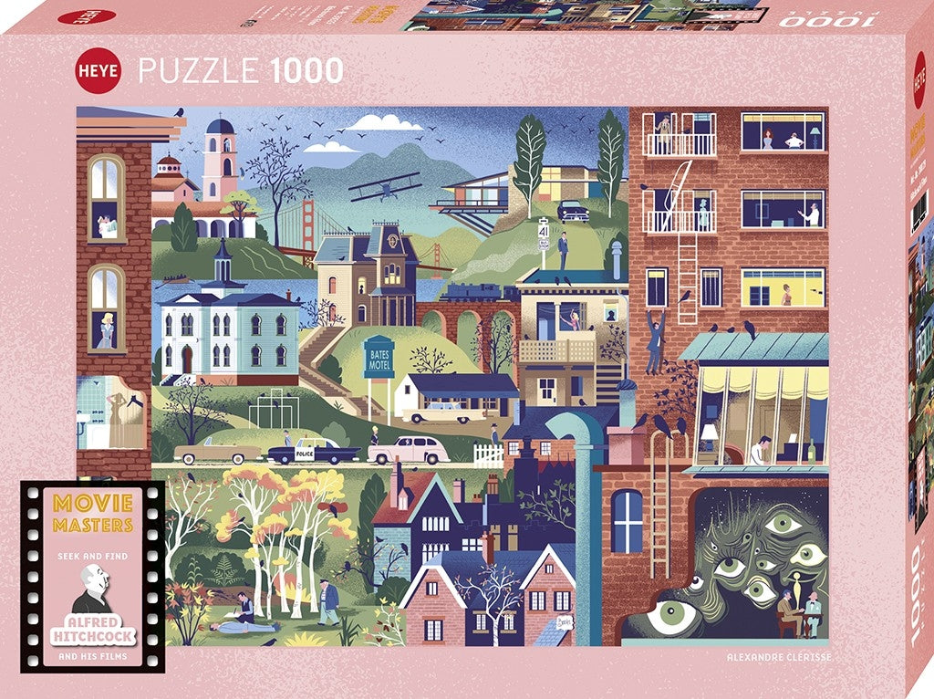 Alfred Hitchcock and His Films by Alexandre Clérisse - 1000 Piece Jigsaw Puzzle (Heye)