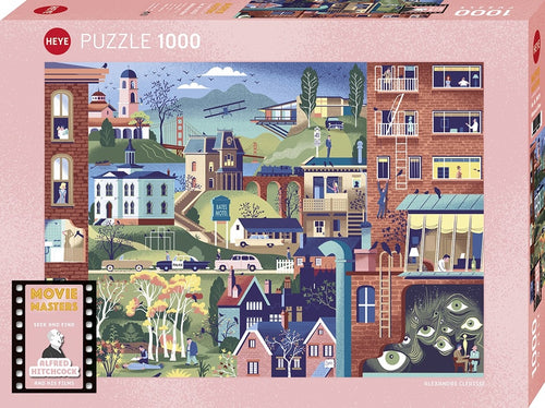Alfred Hitchcock and His Films by Alexandre Clérisse - 1000 Piece Jigsaw Puzzle (Heye) - Completed Puzzle
