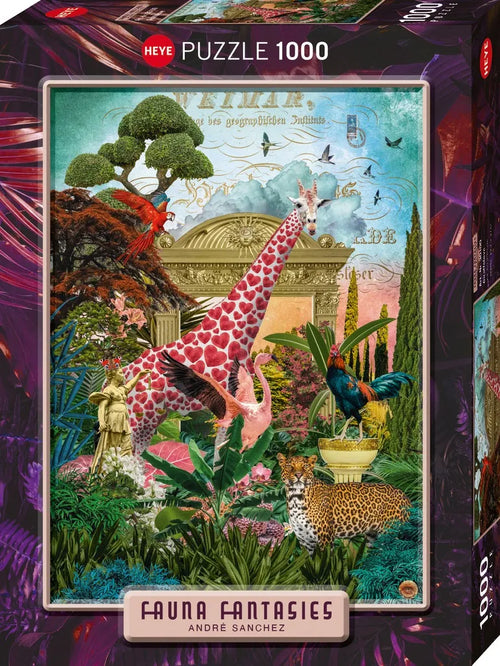 Fauna Fantasies - Giraffolove by André Sanchez - 1000 Piece Jigsaw Puzzle (Heye) - Completed Puzzle