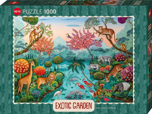 Exotic Garden - Lagoon Paradise by Marie Amalia Bartolini - 1000 Piece Jigsaw Puzzle (Heye) - Completed Puzzle