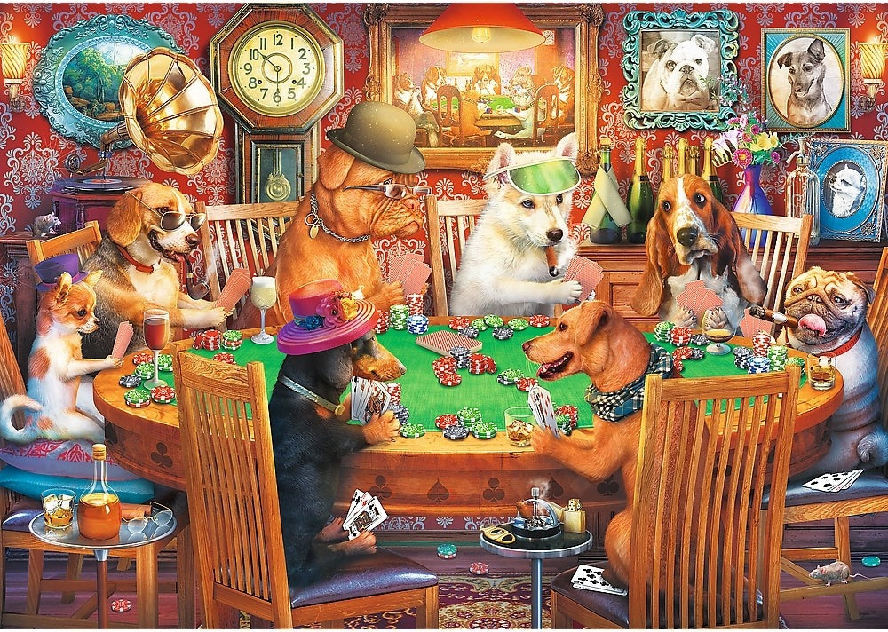 Hidden Shapes – Game Night Dogs – 1000 Piece Jigsaw Puzzle (Trefl)