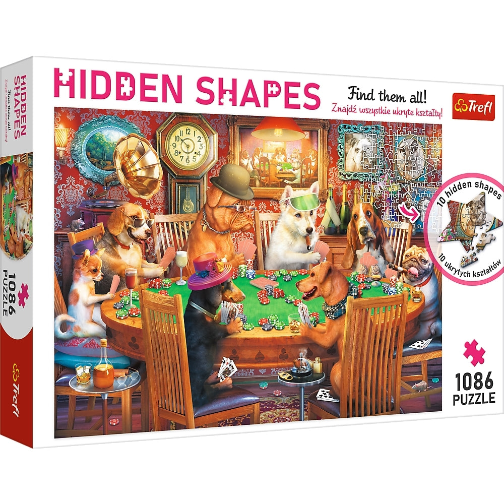 Hidden Shapes – Game Night Dogs – 1000 Piece Jigsaw Puzzle (Trefl)