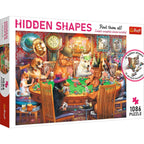 Hidden Shapes – Game Night Dogs – 1000 Piece Jigsaw Puzzle (Trefl)