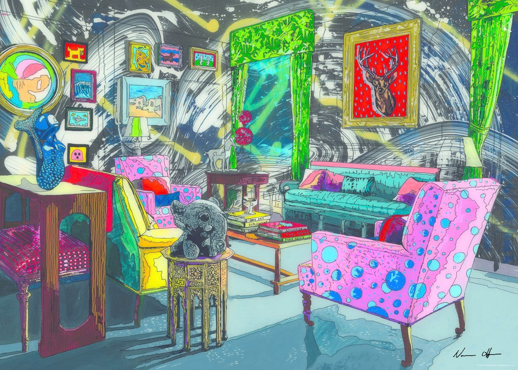 Home Room with Deer by Norman O'Flynn – 1000 Piece Jigsaw Puzzle (Heye)