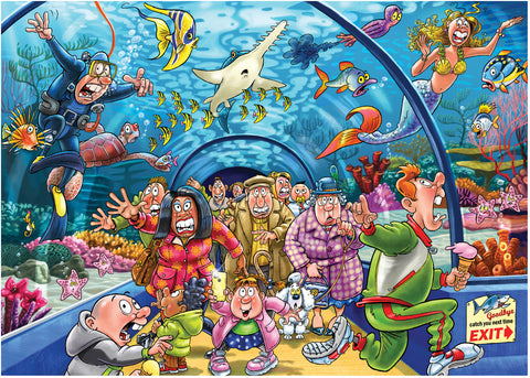 Artwork: Wasgij Original 43: Aquarium Antics – 1000 Piece Jigsaw Puzzle (Wasgij)