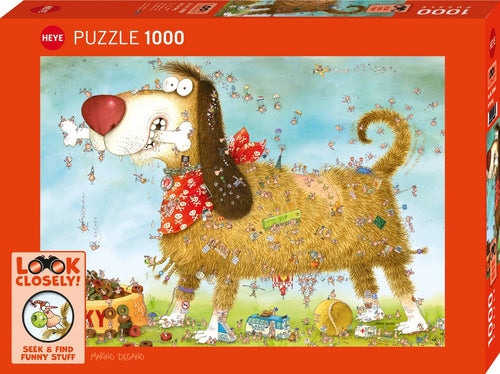A Dog's Life by Marino Degano – 1000 Piece Jigsaw Puzzle (Heye Look Closely Series) - Completed Puzzle
