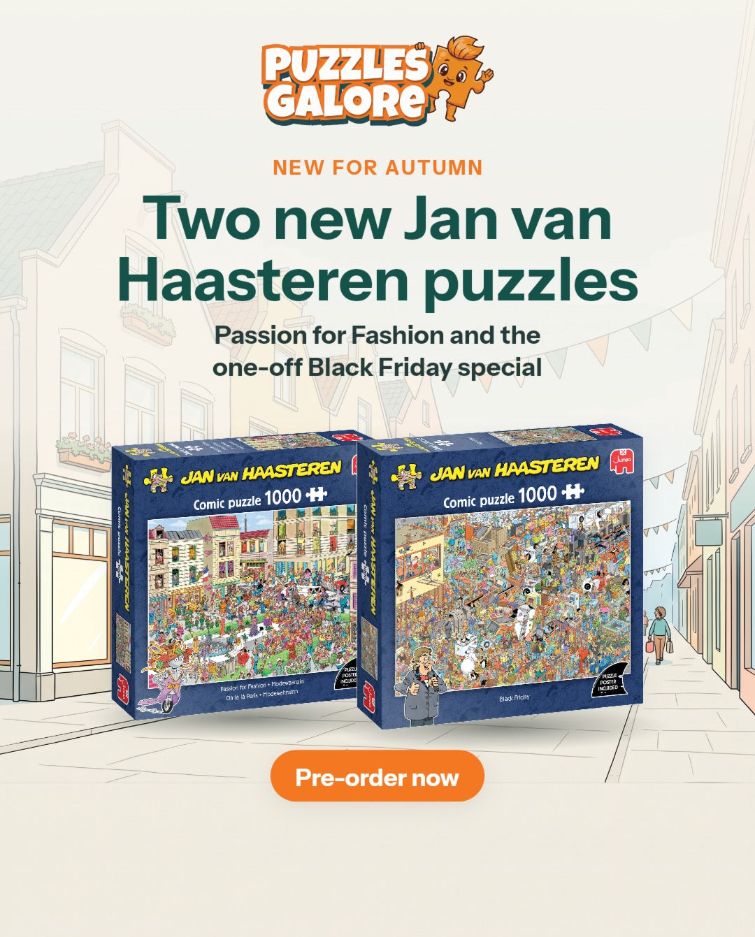Two new Jan van Haasteren puzzles to pre-order: Passion for Fashion and the one-off Black Friday special