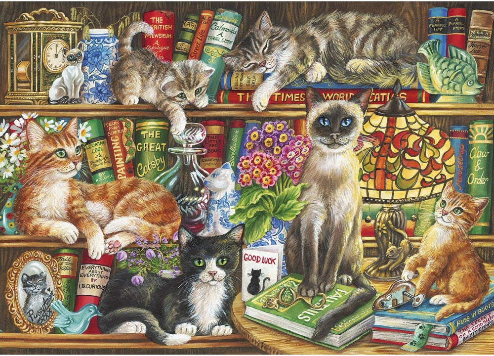 Artwork: Puss In Books – 1000 Piece Jigsaw Puzzle (Gibsons)