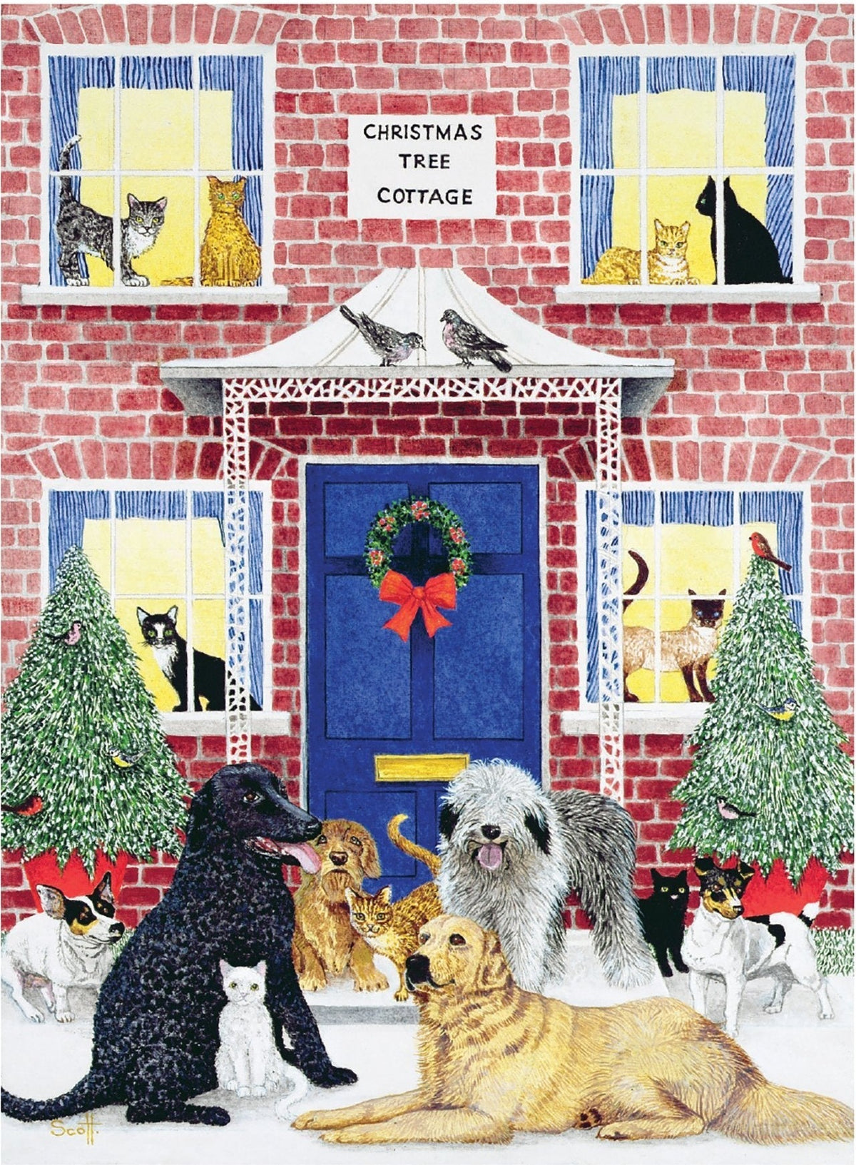 Artwork: Christmas Cottage Square Boxed – 1000 Piece Jigsaw Puzzle (Galison)