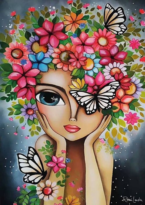Lady with Flowers by Romi Lerda - 1000 Piece Jigsaw Puzzle (Magnolia Puzzles)