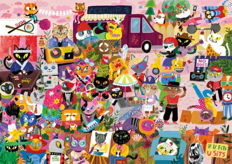 Cat Crowd by Lauren Lowen - 1000 Piece Jigsaw Puzzle (Magnolia Puzzles)