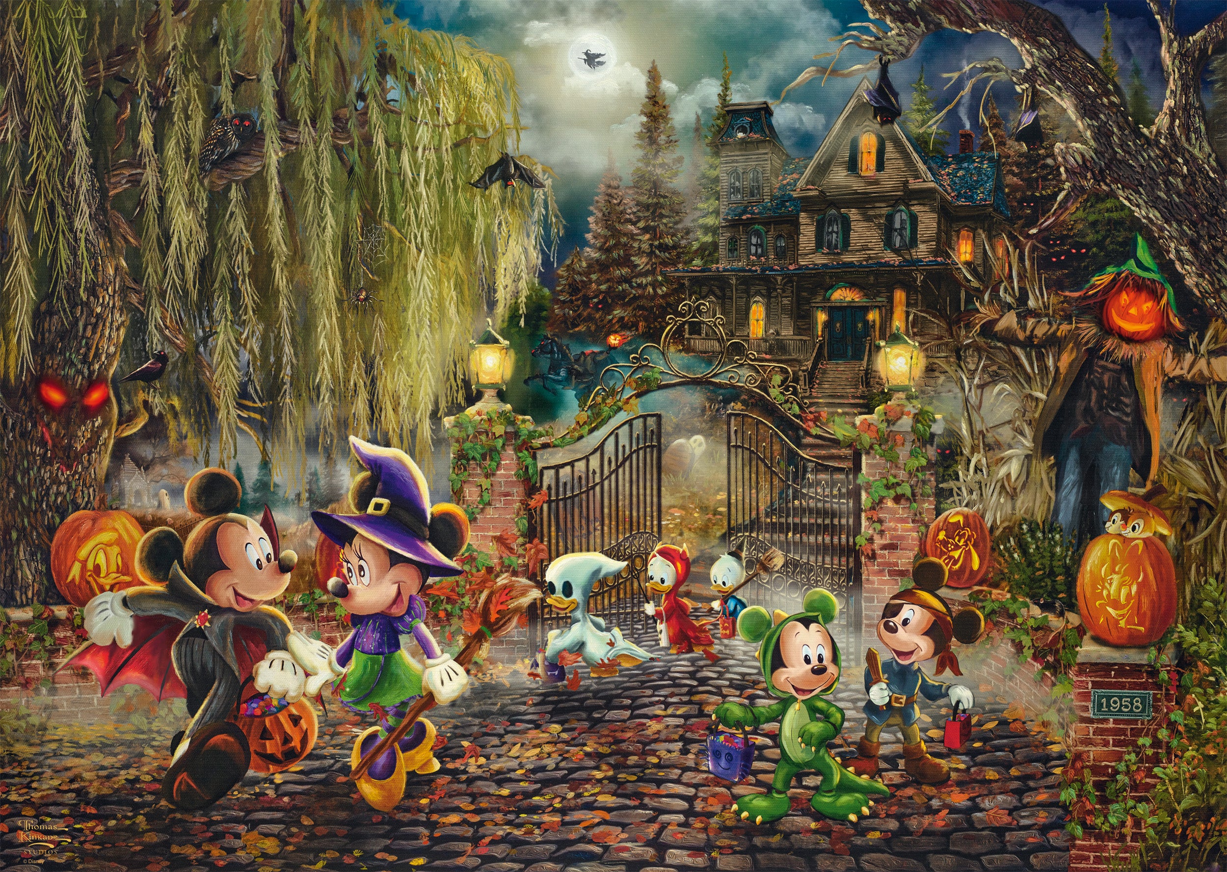 Disney Mickey & Minnie Halloween Fun by Thomas Kinkade – 1000 Piece Jigsaw Puzzle (Schmidt)