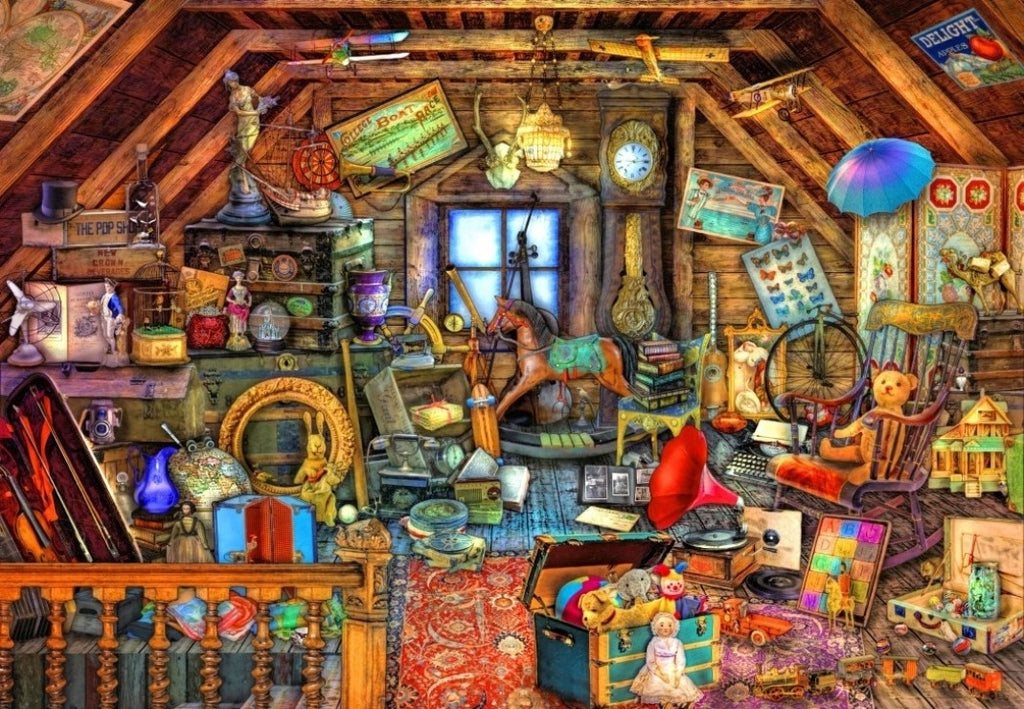 Hidden Object Attic - 1000 Piece Jigsaw Puzzle (Bluebird)