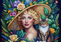 The Woman and the Cat - 1000 Piece Jigsaw Puzzle (Bluebird)