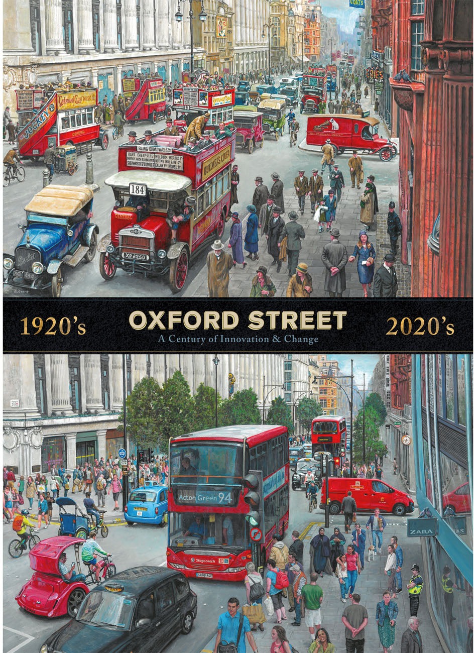Oxford Street Through the Decades by Bryan Evans - 1000 Piece Jigsaw Puzzle (Gibsons)