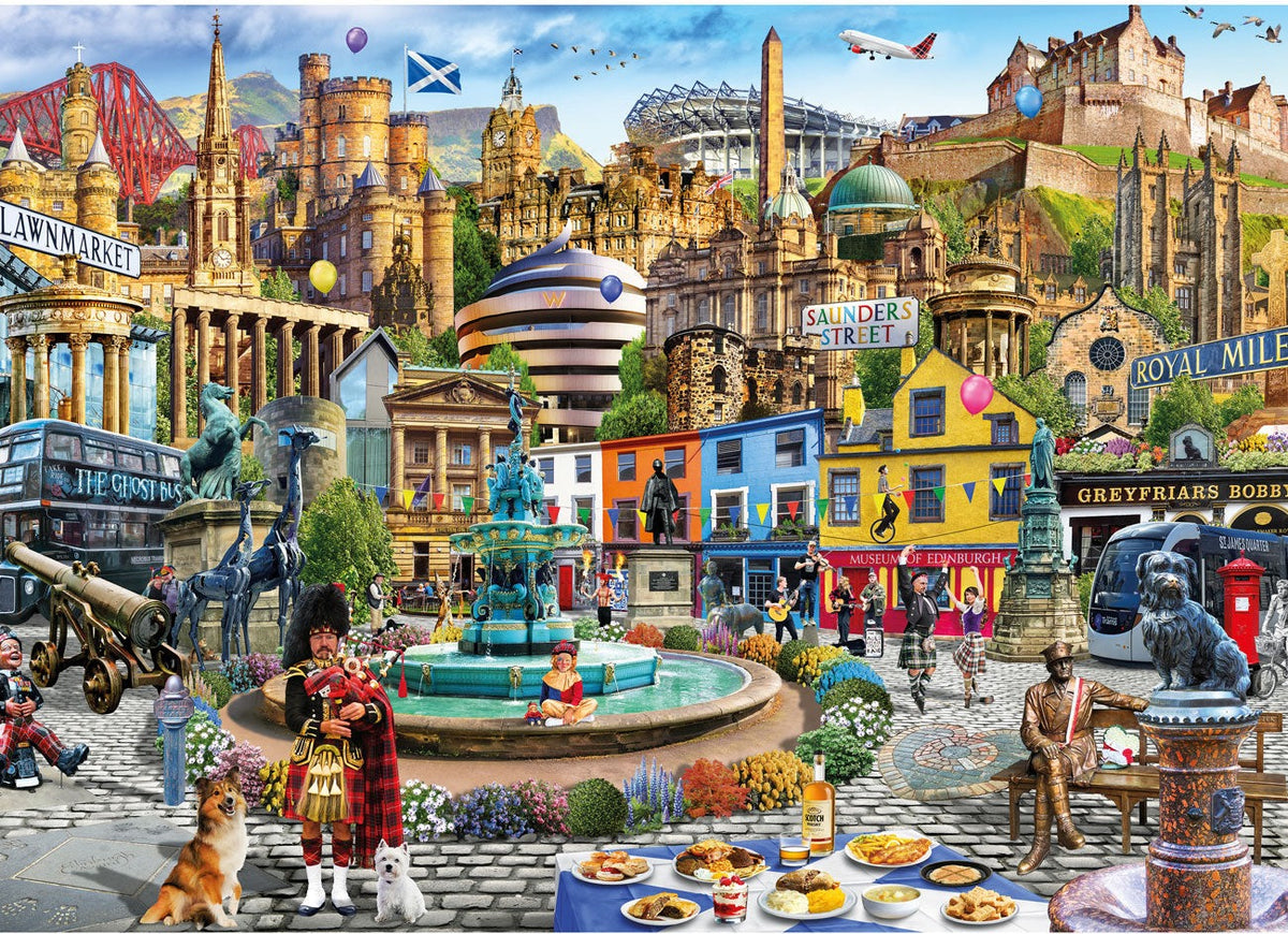 Artwork: A Day Out in Edinburgh - 1000 Piece Jigsaw Puzzle (Gibsons)