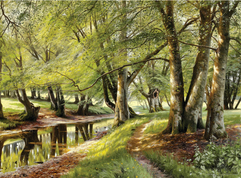 Artwork: A Summer Day in the Forest with Deer in the by Peder Mørk Mønsted – 1000 Piece Jigsaw Puzzle (Dtoys)