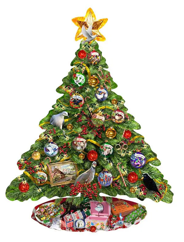 The Twelve Days of Christmas x Two by Lori Schory - 1000 Piece Shaped Jigsaw Puzzle (Sunsout)