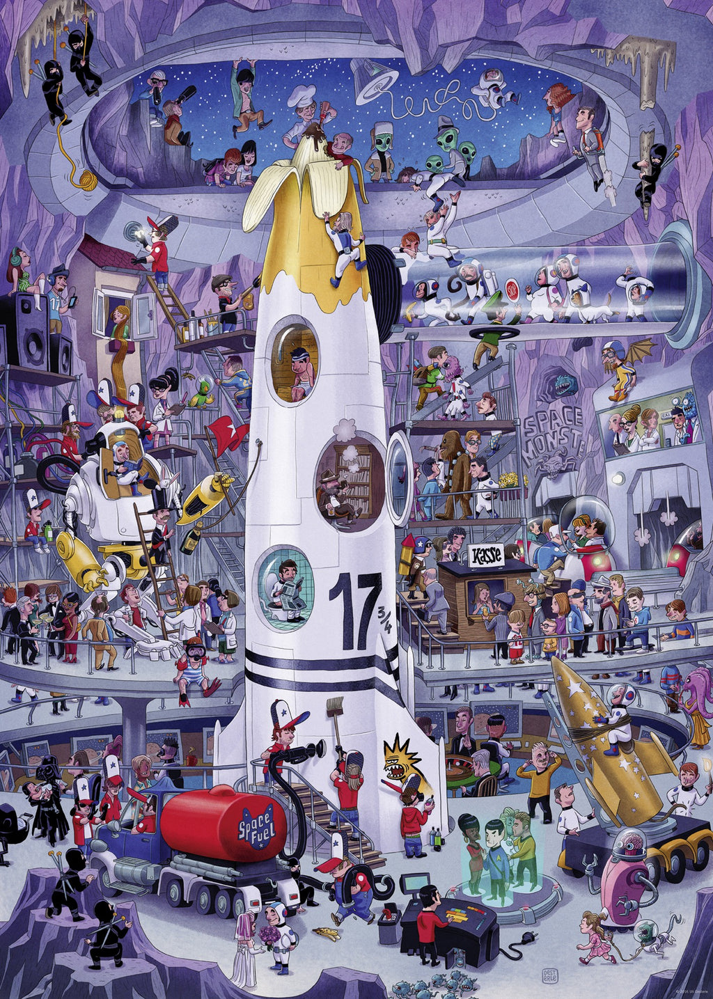 Rocket Launch by Uli Oesterle – 1000 Piece Jigsaw Puzzle + Poster (Heye)