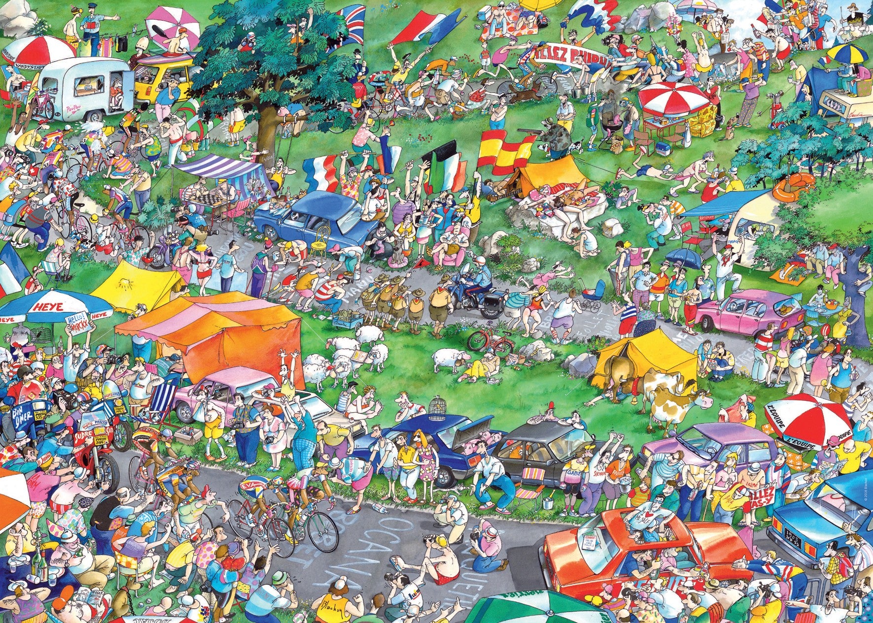 Cycle Race by Roger Blachon – 1000 Piece Jigsaw Puzzle + Poster (Heye)