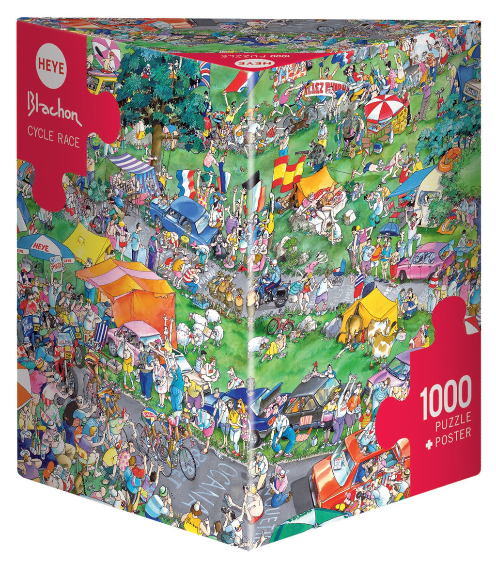Cycle Race by Roger Blachon – 1000 Piece Jigsaw Puzzle + Poster (Heye) - Completed Puzzle