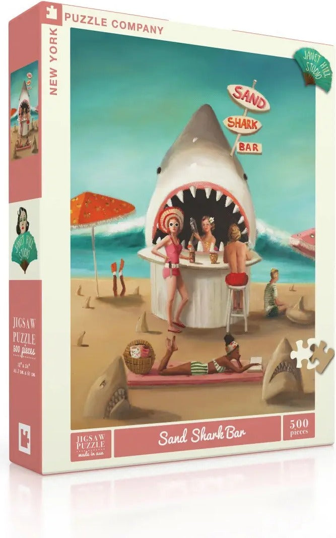 Box, turned right: Sand Shark Bar - 500 Piece Jigsaw Puzzle (New York Puzzle Company)