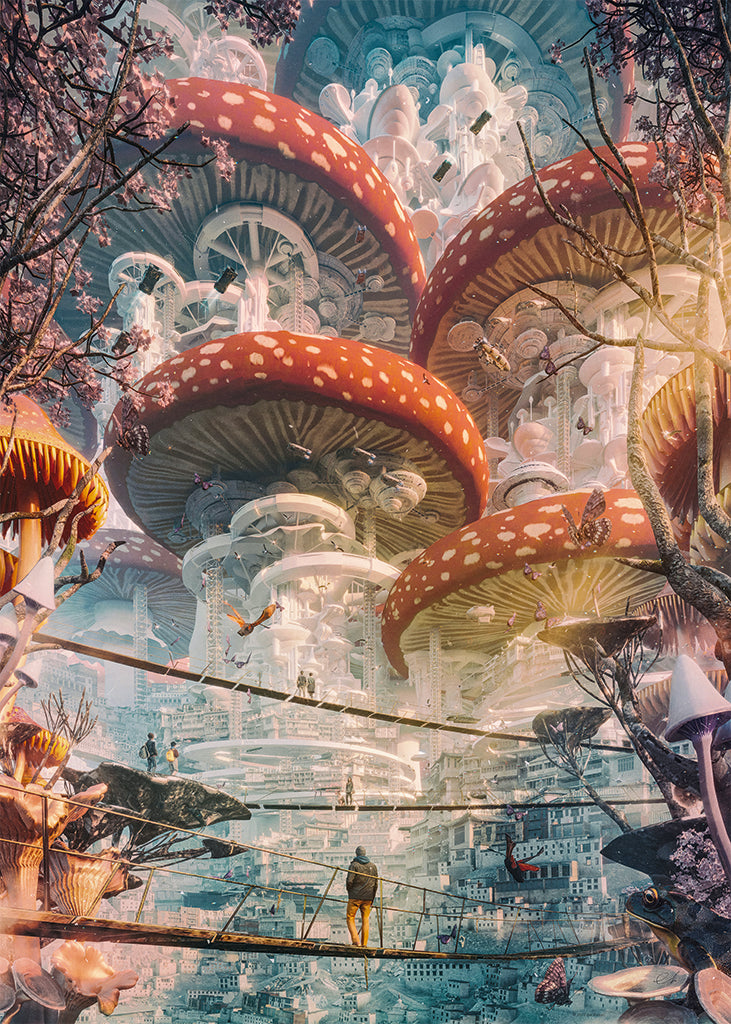 Shroomland by Gal Barkan – 1000 Piece Jigsaw Puzzle (Heye Future Cities Collection)