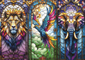 Stained Glass Animals Triptych - 1000 Piece Jigsaw Puzzle (Trefl)