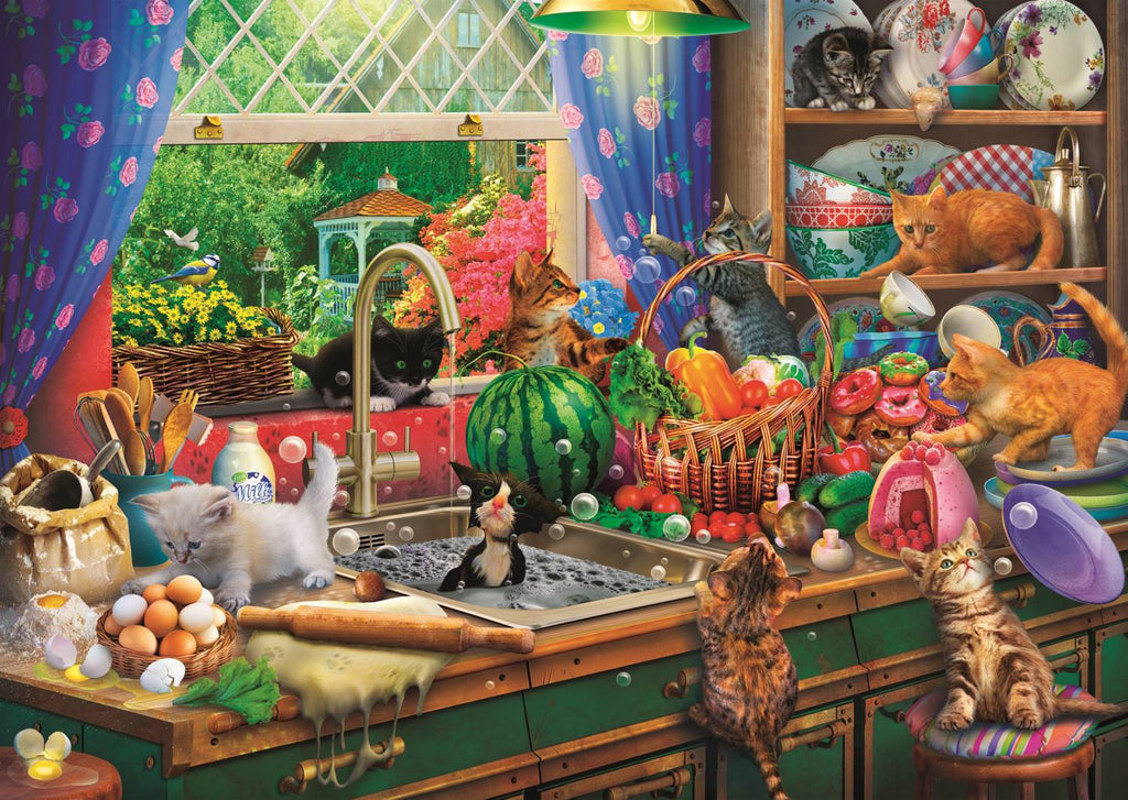 Tea Time: Troublemaker kittens - 1000 Piece Jigsaw Puzzle (Trefl)